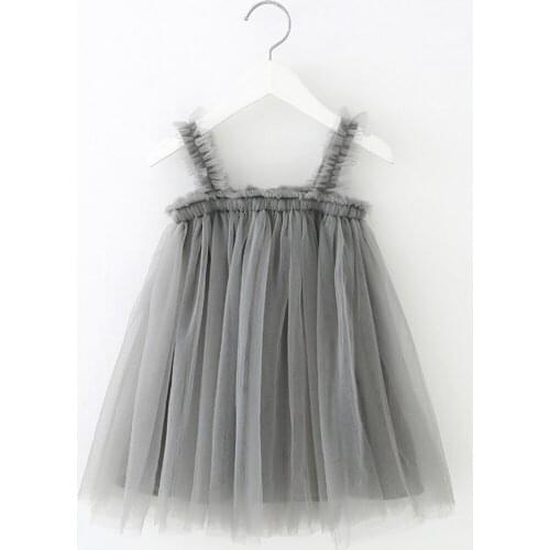 Summer Girl Dress Children Sundress Toddler Children Kids Baby Girls Princess Clothes Strap Tulle Solid Casual Temperament Dress