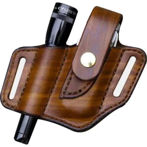 1Pc EDC Leather Sheath Tactical Multifunction Belt Tool Pouch EDC Tool Storage Bag Pouch Black/Brown