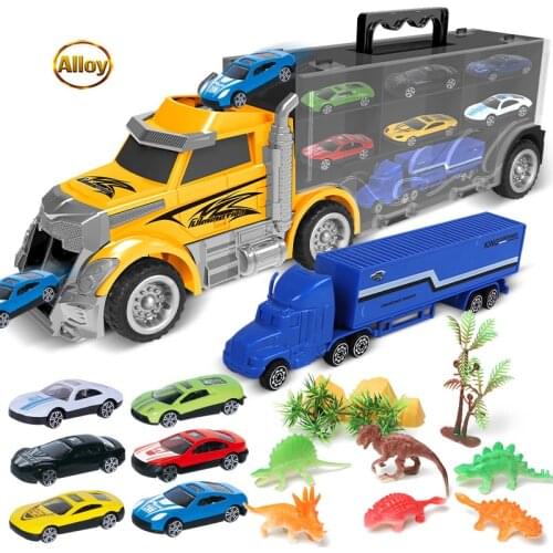 Technical City Diecast Container Transport Truck Model Engineering Fire Police Alloy Super Racing Car dinosaur Toys For Children