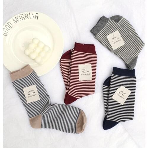 Fashion Striped Cozy Cotton Ladies Socks Streetwear Korean Style Sport Casual Harajuku Socks Autumn Winter Breathable Warm Sock