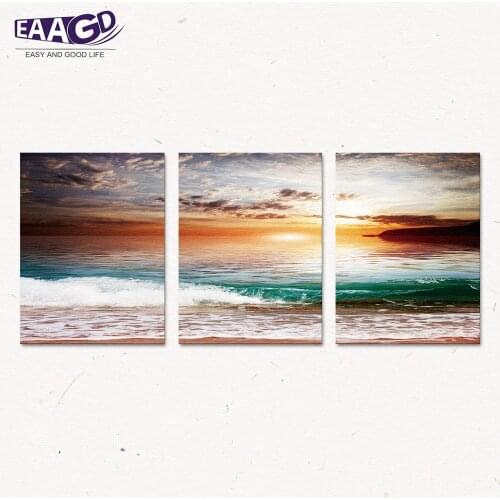 Sea Beach 3 Panels Canvas Painting New form Wall Art Decorative Pictures Home Decor Wall Framework Art Decoration
