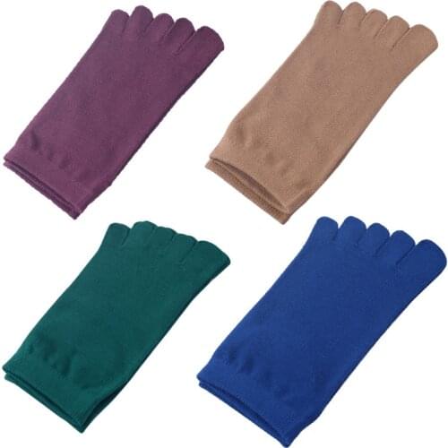 4 Pairs Cotton Five Finger Socks Men Summer Thin 5 Toes Soild Color Cotton Ankle Socks Male