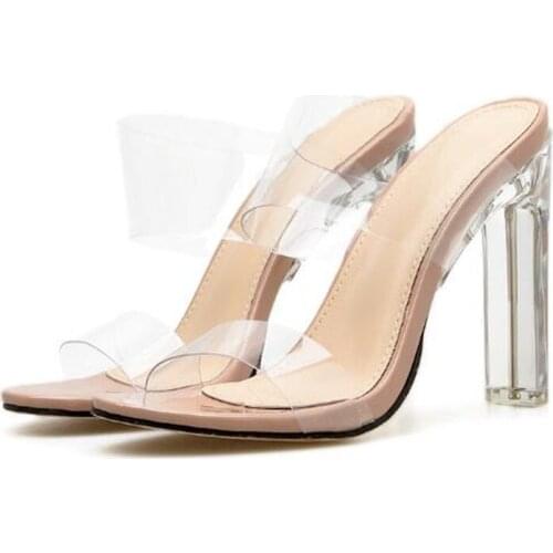New Women Sandals PVC 11CM Crystal Heel Transparent Women Sexy Clear High Heels Summer Sandals Pumps Shoes