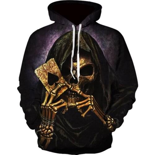New Trend Men Hoodies 3d Skull Printed Funny Winter and Spring Sweatshirt for Men Streetwear Hoodie Poker Casual Clothes