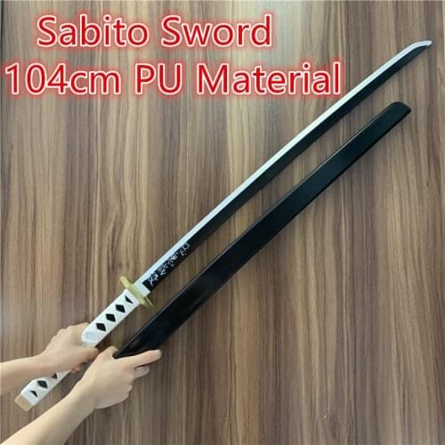 1:1 Demon Slayer Weapon Sabito Black Gold Sowrd Kimetsu no Yaiba Sword Cosplay Ninja Knife 104cm Weapon Prop Anime Model