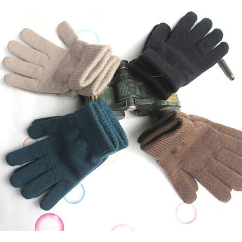 New Winter Unisex Full Fingered Gloves Ribbed Knitted Women Men Classic Basic Thicken Lining Mittens Thermal Wrist Gloves