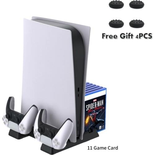 For PS5 Cooling Fan Stand Digital disc Edition with 11 Game Slot Hub Port Dual Controller Charging Station Charger Accessories