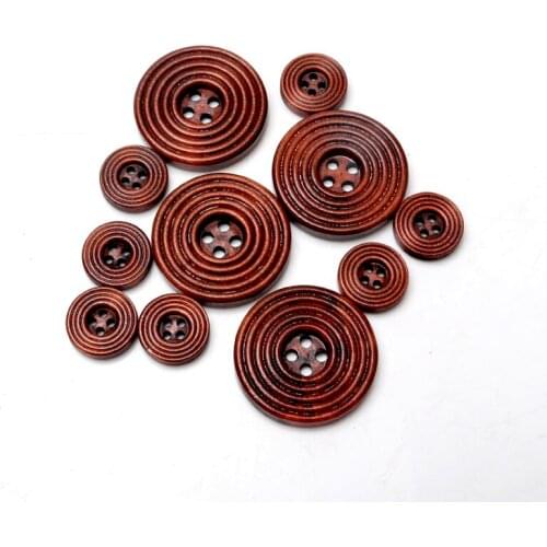 Four-hole button DIY Dark Brown Spiral Wood Sewing Buttons for Handmade Scrapbooking Craft 30pcs 15-30mm
