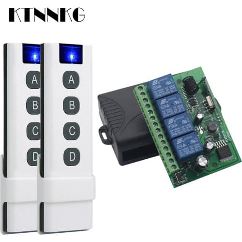 AC/DC 12V 24V 10A Wireless Remote Switch 4CH Relay Module Receiver With 433Mhz 1527 wall-mounted remote control KTNNKG DIY