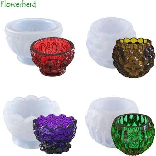 Relief Bowl Clay Molds Flowerpot Silicone Mold DIY Epoxy Resin Molds Concrete Cement Plaster Mold Candle Cup Mould Storage Box