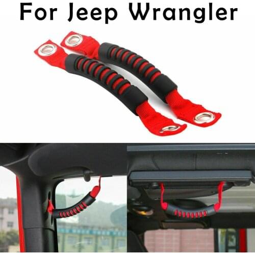 Rubber Grab Grip Interior Handles Door Handle Fit For Jeep Wrangler JK/TJ/YJ/CJ Durable Nylon Web Straps
