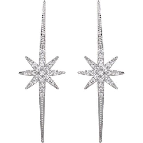 YAN MEI European And American Fashionable Big Exquisite Shiny Zircon Long Stars Wedding Dress Rhinestone Earrings GLE6082