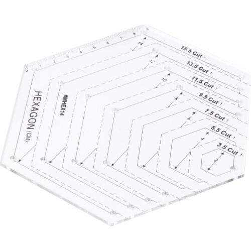 Hexagonal Quilting Ruler Patchwork Plastic Template DIY Sewing Tool Multifunctional Measuring Ruler Suitable for Sewing