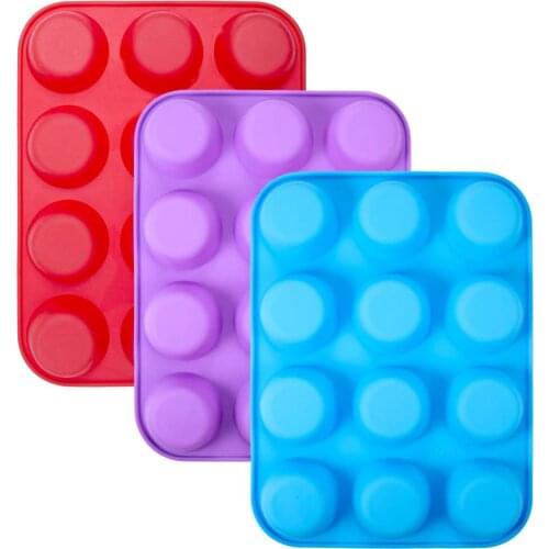 Silicone Muffin Pan Non Stick Cupcake Pans Regular 12 Cups Silicone Baking Molds BPA Free Heat-resistant Silicone Bakeware Tray