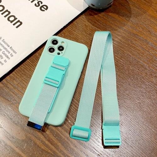 Luxury Cute Wristband Strap Silicone Phone Case For iPhone 12 11 Pro Max SE XS Max XR X 8 7 Plus Ultra-thin Necklace Rope Cover