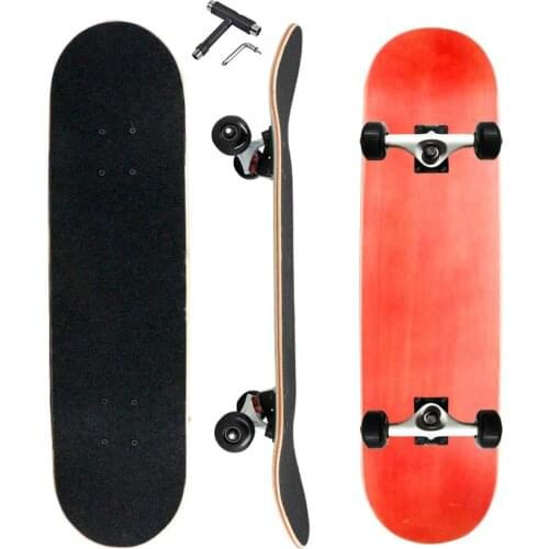 Skateboard 31" ABEC-9 Bearing 5V Paint Bracket 7-Layer Maple Wood with Tool Skateboards for Adult Beginner,Red
