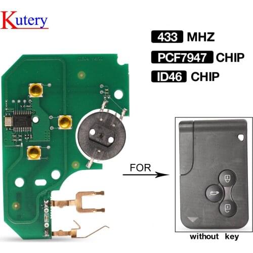 Kutery 10PCS Smart Key Card Circuit Board 3 Buttons 434Mhz ID46 PCF7947 Chip For Renault Clio Logan Megane 2 3 Scenic Remote PCB