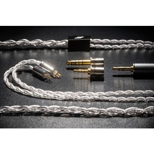 SoftEars Turboo Upgraded Cable for SoftEars Turri Single crystal sterling silver 2.5mm/4.4mm/3.5mm swappable plug