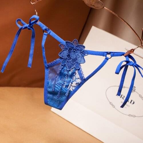 G-string Panties Sexy Lace Women Briefs Embroidered Bandage Transparent Ladies Underwear Thong Lingerie for Sex Night