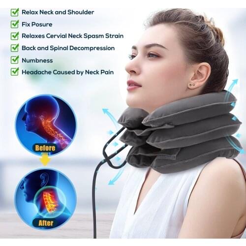 4 Layer Cervical Traction Device Inflatable Air Neck Collar Pillow Pain Stress Relief Neck Stretching Tractor Support Cushion