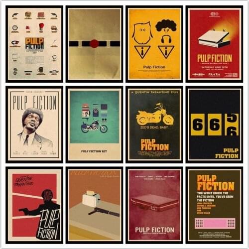 Perfect JL Pulp Fiction Quentin Classic Movie Poster Vintage Poster Wall Stickers For Living Room Home Decoration HBB20