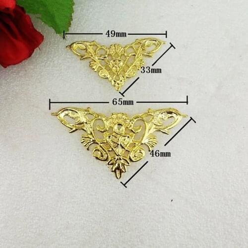 Vintage Alloy Wooden Box Coner,Gold Color Protector,Embellishment Findings Triangle Corners Antique Flower Hollow Cover,40Pcs