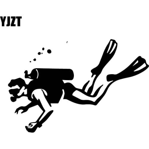 YJZT 12CM*18.1CM Handsome Diving Decal Decoration Car Fashion Hot Car Stickers Black/Silver C30-0546