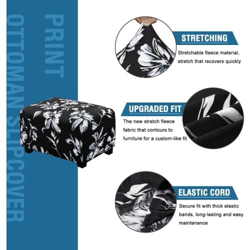 Square Printing Stool Protective Ottoman High Elasticity Thick Soft Cover Indoor Home Decoration Cover Multi-Color Stool Cover