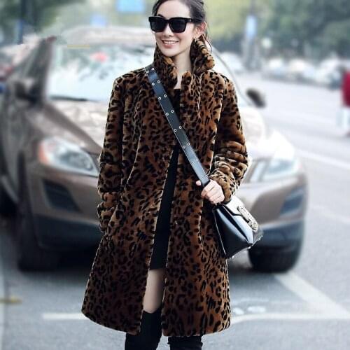 Fur Real 2020 Coat Winter Jacket Women Natural Fur Coat Female Sheep Shearling Leopard Long Jackets Manteau Femme MY4739 s