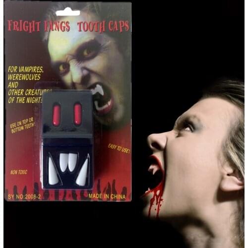 1set Halloween Spray Blood Capsule Vampire Teeth Demon Zombie Diy Movie Cos Terror Party Masquerade Dress Up Show Props