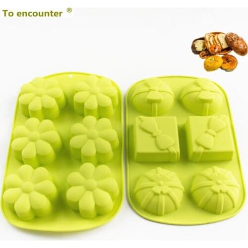 To encounter 1set Silicone cake mould for Christmas gift Six Cups Jelly Mould Soap mold Silicone Flower Decorating Baking Tools