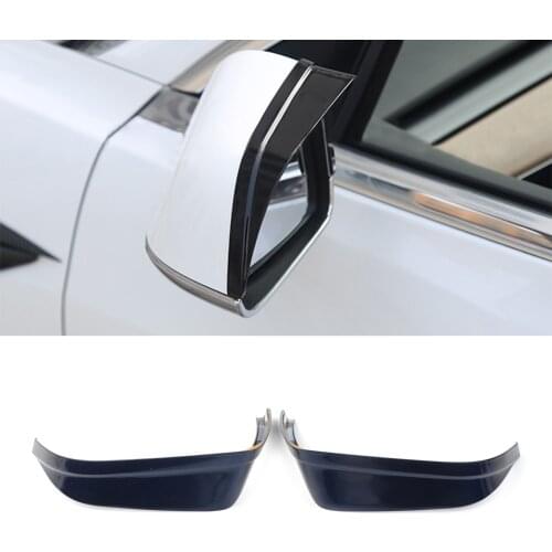 1Pair Blue ABS Car Accessories Rearview Mirror Rain Eyebrow Cover Trim ABS Decor For Tesla Model 3 2017 2018 2019 2020