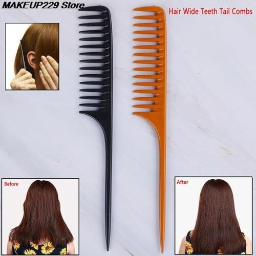 1Pcs Professional Tip Tail Comb For Salon Barber Section Hair Brush Hairdressing Tool DIY Hair Wide Teeth Combs 2 Colors