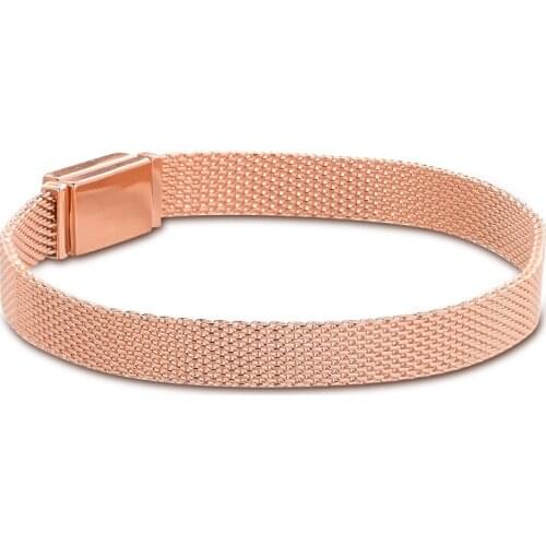 100% 925 Sterling Silver Jewelry Reflexions Long Clasp Pave Bracelets For Women Wholesales Free Shipping