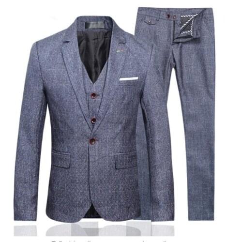 2019 Suit Men High Quality Gray Wedding Suits,Blazer Men,Wedding Dress,Business Mens Suits（Jacket+Vest+Pants)terno masculino