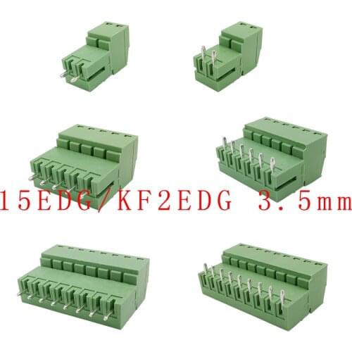 5Pairs 15EDG 3.5mm KF2EDG 3.5mm PCB Screw Terminal Block Connector Right Angle/Straight Needle Plug Pin Header Socket 2-12 Pin