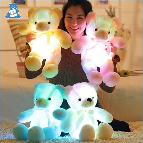 50cm Creative Light Up LED Teddy Bear Stuffed Animals Plush Toy Baby Plush Doll Infant Toys Glowing Pillow Kids Christmas Gift