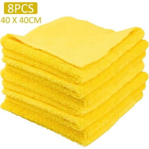 8pcs Car Care Polishing Wash Towels Plush Microfiber Washing Drying Towel Strong Thick Plush Polyester Fiber Car Cleaning Cloth