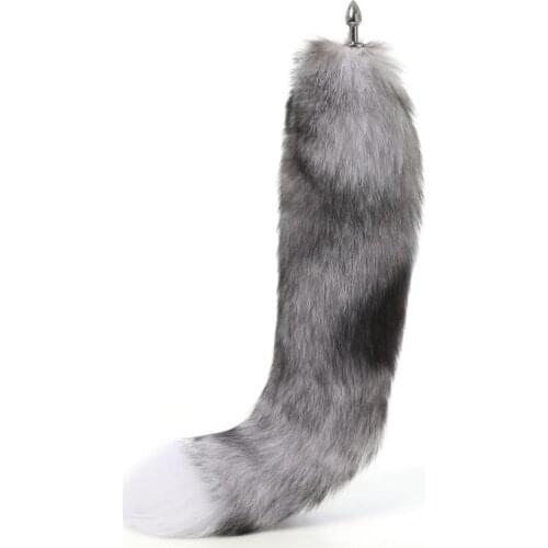 70cm Super long real fox tail anal beads butt plug Metal Flirting erotic coaplay BDSM ass sex toy couple role play game women