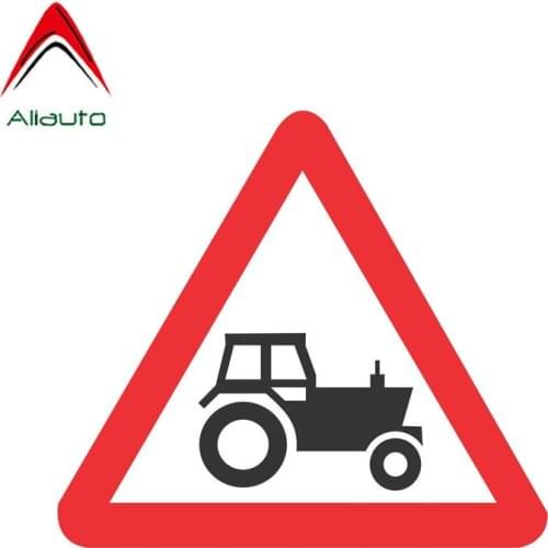 Aliauto Warning Car Sticker Tractor Sign Road Safety Warning Decal PVC Waterproof for Motorcycle Mercedes Honda Toyota,12cm*11cm
