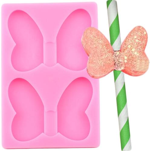 Butterfly Straw Topper Silicone Mold DIY Bows Epoxy Resin Mould Fondant Cake Decorating Tools Candy Clay Chocolate Soap Moulds