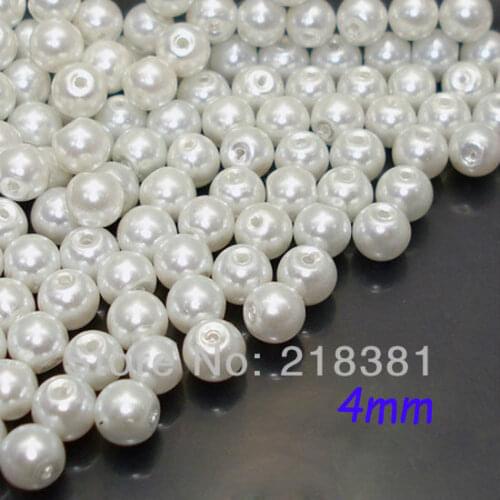 1000pcs White Loose Glass Pearl Beads 4mm For DIY Garment Accessories A00733