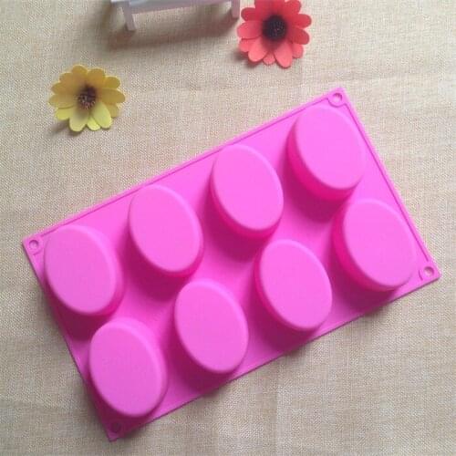 Free Shipping 8 Cavity Oval Silicone Cake Mold Pan Muffin Soap Mould 29.8*17.4*3.3 cm