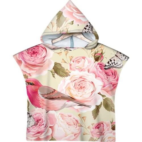 Free shipping Elegant Flower Floral Bird Butterfly Teapot Boots Baby Kids Hooded Towel Pool Beach Poncho Towel Cape Novelty Gift