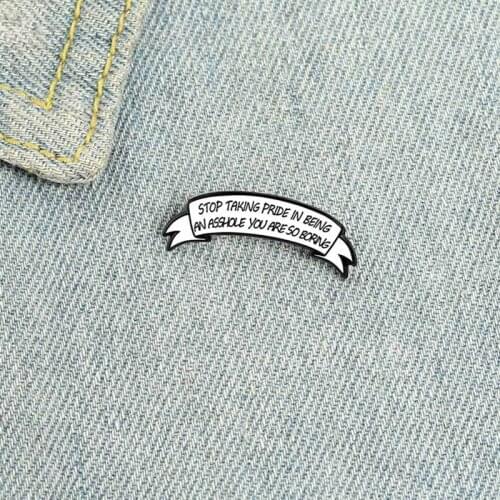 Simple White Banner Enamel Pins Custom Cool Quote Brooch Lapel Badge Bag Cartoon Jewelry Gift For Friends