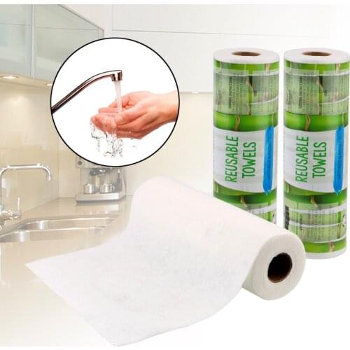 Home Kitchen Paper Towel Washable Absorbent Washable Dish Cloths Reusable Bamboo Towels 25pcs/Roll Clean Washing Towel