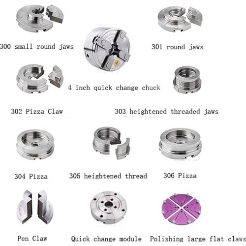 Woodworking Quick-change Chuck, M33*3.5, 1 Inch 8 Teeth, 1 1/4 Inch 8 Teeth, With 10 sets of jaws