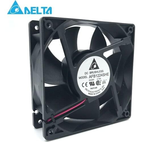 Brand New for delta AFB1224SHE 120*120*38mm DC 24V 0.75A 2-wire lead 3700RPM 151.95CFM 53DBA Cooling fan