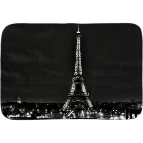 Home Decor Doormats Black White Eiffel Tower Soft Lightness Mat Indoor Outdoor Bathroom Door Mats Short Plush Fabric Floor Mats