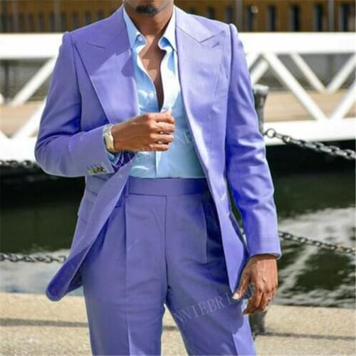 Purple Men Suit 2 pieces Mens Suits Blazer Custom Plus Slim fit Groom Man Suit Dress Tuxedo Exquisite Wedding Jacket Pants Set